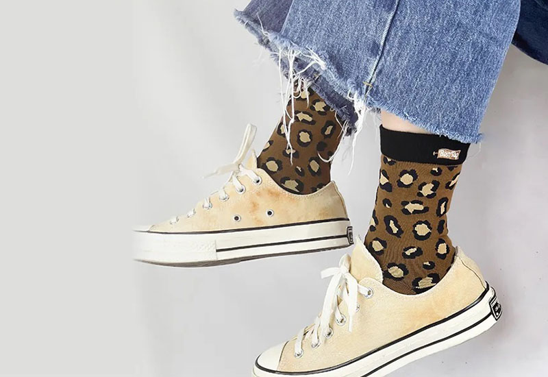 豹紋襪-黑 厚襪款(2種尺寸)